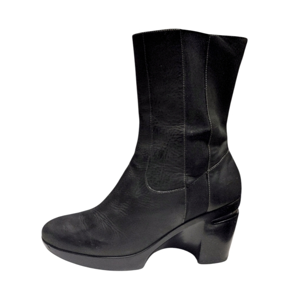 Cole Haan Black Leather Air Sara Nubuck Zip Up Heeled Ankle Boots Womens Size 8B